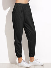 Load image into Gallery viewer, Black Elastic Waist Pocket Pants