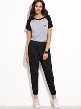 Load image into Gallery viewer, Black Elastic Waist Pocket Pants