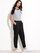Load image into Gallery viewer, Black Elastic Waist Pocket Pants