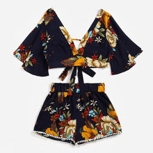 Load image into Gallery viewer, Beautiful Women Botanical Print Summer V Collar