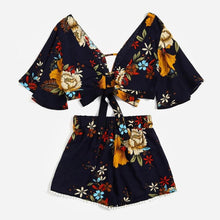 Load image into Gallery viewer, Beautiful Women Botanical Print Summer V Collar