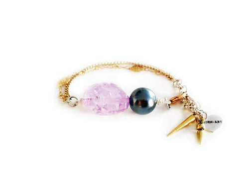 18kt Gold Plated Charm bracelet with amethyst