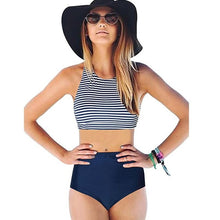 Load image into Gallery viewer, New Bikini Womens High Waist 2 Piece Stripe Bikini