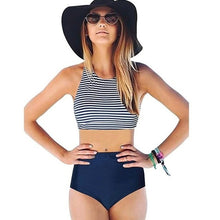 Load image into Gallery viewer, New Bikini Womens High Waist 2 Piece Stripe Bikini
