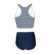 Load image into Gallery viewer, New Bikini Womens High Waist 2 Piece Stripe Bikini