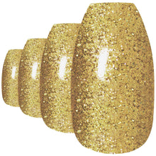 Load image into Gallery viewer, False Nails by Bling Art Gold Gel Ballerina Coffin