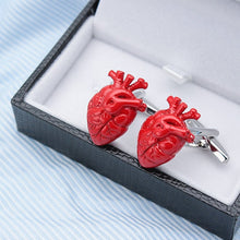 Load image into Gallery viewer, Red Hearts Cufflinks