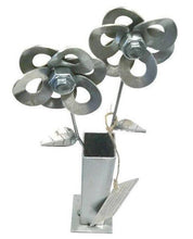 Load image into Gallery viewer, Two Metal Flowers and Vase, Steel Flowers and