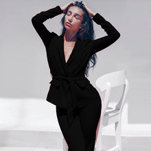 Load image into Gallery viewer, 2019 new fashion red white women set sexy long-sleeved jacket &amp; pants 2 pieces two-piece casual party office pants suit set