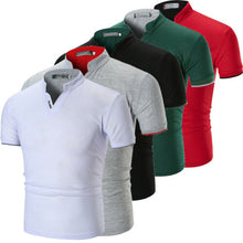 Load image into Gallery viewer, Mens Slim Fit Simple Short Sleeve Stand Collar Shirts Casual Summer Shirts Top Muscle Tee Shirt