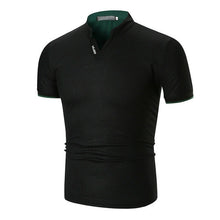 Load image into Gallery viewer, Mens Slim Fit Simple Short Sleeve Stand Collar Shirts Casual Summer Shirts Top Muscle Tee Shirt