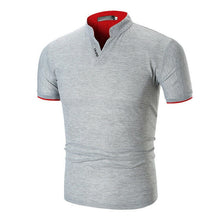 Load image into Gallery viewer, Mens Slim Fit Simple Short Sleeve Stand Collar Shirts Casual Summer Shirts Top Muscle Tee Shirt