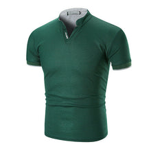 Load image into Gallery viewer, Mens Slim Fit Simple Short Sleeve Stand Collar Shirts Casual Summer Shirts Top Muscle Tee Shirt
