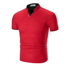 Load image into Gallery viewer, Mens Slim Fit Simple Short Sleeve Stand Collar Shirts Casual Summer Shirts Top Muscle Tee Shirt