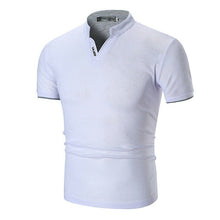 Load image into Gallery viewer, Mens Slim Fit Simple Short Sleeve Stand Collar Shirts Casual Summer Shirts Top Muscle Tee Shirt