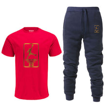 Load image into Gallery viewer, Summer Hot Sale Men's Sets T Shirts+pants Two Pieces Sets Casual Tracksuit Male Tshirt Gyms Fitness trouser