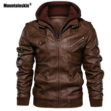 Load image into Gallery viewer, Mountainskin 2019 New Men's Leather Jackets Autumn Casual Motorcycle PU Jacket Biker Leather Coats Brand Clothing EU Size SA722
