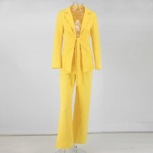 Load image into Gallery viewer, PFFLOOK 2019 Summer Two Piece Set Official Lady Top And Shorts 2 Piece Set Women Sexy Deep V Neck Long Sleeve Elegant Formal Set