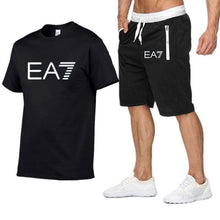 Load image into Gallery viewer, 2019 Train Graphic Series Print Fashion For Men New EA7 white Short Sleeve Men Tracksuits Set Male T-shirt fashion Clothing