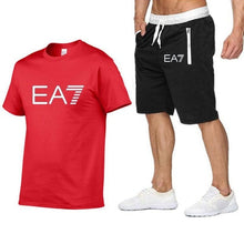 Load image into Gallery viewer, 2019 Train Graphic Series Print Fashion For Men New EA7 white Short Sleeve Men Tracksuits Set Male T-shirt fashion Clothing