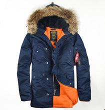 Load image into Gallery viewer, Brand N3B Men's Polar Winter clothes slim N-3B USA Flying Parka warm thermal Long Jacket Hooded fur collar Cotton Thick coat