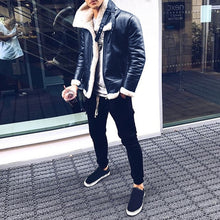 Load image into Gallery viewer, Fashion men's leather jacket Autumn Winter New mens Plus velvet lining warm PU coat male Solid color zipper Cardigan outwear Top