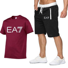 Load image into Gallery viewer, 2019 Train Graphic Series Print Fashion For Men New EA7 white Short Sleeve Men Tracksuits Set Male T-shirt fashion Clothing