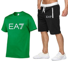 Load image into Gallery viewer, 2019 Train Graphic Series Print Fashion For Men New EA7 white Short Sleeve Men Tracksuits Set Male T-shirt fashion Clothing