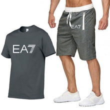 Load image into Gallery viewer, 2019 Train Graphic Series Print Fashion For Men New EA7 white Short Sleeve Men Tracksuits Set Male T-shirt fashion Clothing