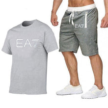 Load image into Gallery viewer, 2019 Train Graphic Series Print Fashion For Men New EA7 white Short Sleeve Men Tracksuits Set Male T-shirt fashion Clothing
