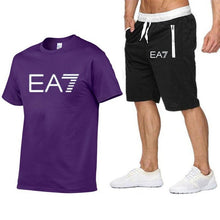 Load image into Gallery viewer, 2019 Train Graphic Series Print Fashion For Men New EA7 white Short Sleeve Men Tracksuits Set Male T-shirt fashion Clothing