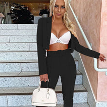 Load image into Gallery viewer, Nibber neon color thin coat cardigan pantalon femme 2two pieces suits womens 2019 autumn winter office ladies street casual sets