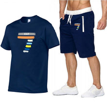 Load image into Gallery viewer, The latest EA7 men's T-shirt suit summer special fashion T-shirt round neck shorts + T-shirt fashion brand short-sleeved suit