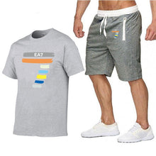 Load image into Gallery viewer, The latest EA7 men's T-shirt suit summer special fashion T-shirt round neck shorts + T-shirt fashion brand short-sleeved suit