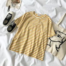 Load image into Gallery viewer, 2 piece set women Summer Pants Set Women Striped T-shirt + Fashion Overall White Khaki Pants Outfits For Women Casual plus size