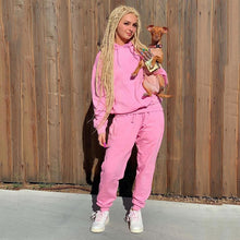 Load image into Gallery viewer, Neon Green Solid Tracksuit Women Set Casual Outfit Cute Two Pieces Set Pants Suit Long Sleeve Clothing Set Streetwear Femme