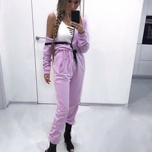 Load image into Gallery viewer, ZP2019 Tracksuit 2pcs Women Set Hoodies Crop Top Sweatshirt Side Stripe Pants Hooded Two Pieces Sets Women Clothing Suits Female