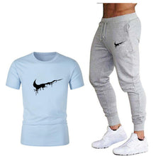 Load image into Gallery viewer, Tide brand LOGO printing men's short-sleeved T-shirt fashion casual loose T-shirt + jogging sports pants 2019 new men's clothing
