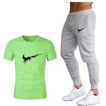 Load image into Gallery viewer, Tide brand LOGO printing men's short-sleeved T-shirt fashion casual loose T-shirt + jogging sports pants 2019 new men's clothing