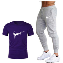 Load image into Gallery viewer, Tide brand LOGO printing men's short-sleeved T-shirt fashion casual loose T-shirt + jogging sports pants 2019 new men's clothing
