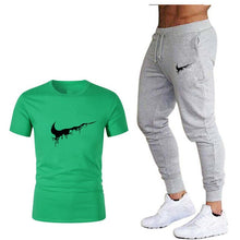 Load image into Gallery viewer, Tide brand LOGO printing men's short-sleeved T-shirt fashion casual loose T-shirt + jogging sports pants 2019 new men's clothing