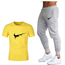 Load image into Gallery viewer, Tide brand LOGO printing men's short-sleeved T-shirt fashion casual loose T-shirt + jogging sports pants 2019 new men's clothing