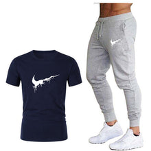 Load image into Gallery viewer, Tide brand LOGO printing men's short-sleeved T-shirt fashion casual loose T-shirt + jogging sports pants 2019 new men's clothing