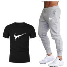 Load image into Gallery viewer, Tide brand LOGO printing men's short-sleeved T-shirt fashion casual loose T-shirt + jogging sports pants 2019 new men's clothing