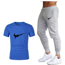 Load image into Gallery viewer, Tide brand LOGO printing men's short-sleeved T-shirt fashion casual loose T-shirt + jogging sports pants 2019 new men's clothing