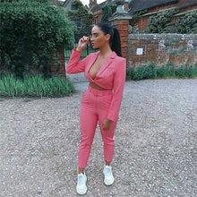 Load image into Gallery viewer, Chicology crop blazer top belt high waist pant 2019 summer sexy 2 piece co ord set office women suit neon lady business clothing