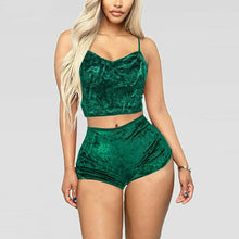 Load image into Gallery viewer, 2 piece Velvet Sleepwear Sexy Spaghetti Strap Velvet Shorts - Pajama Set