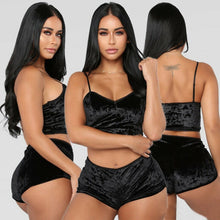 Load image into Gallery viewer, 2 piece Velvet Sleepwear Sexy Spaghetti Strap Velvet Shorts - Pajama Set