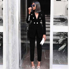 Load image into Gallery viewer, Ocstrade Summer Sets for Women 2019 New Navy Blue V Neck Long Sleeve Sexy 2 Piece Set Outfits High Quality Two Piece Set Suit