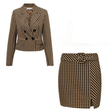 Load image into Gallery viewer, Sollinarry Streetwear Women Autumn Blazer Skirt Sets Long Sleeve Plaid Winter Chic Blazer Coats Female New 2 Pieces Casual Suits
